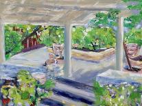 Conversation on the Patio, 2022 (Watercolor on Paper)-Richard H Fox-Framed Giclee Print