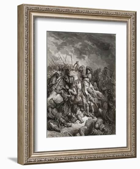 Richard I (1157-99) the Lionheart in Battle at Arsuf in 1191, Illustration from 'Bibliotheque Des…-Gustave Doré-Framed Giclee Print