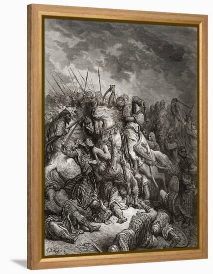 Richard I (1157-99) the Lionheart in Battle at Arsuf in 1191, Illustration from 'Bibliotheque Des…-Gustave Doré-Framed Premier Image Canvas