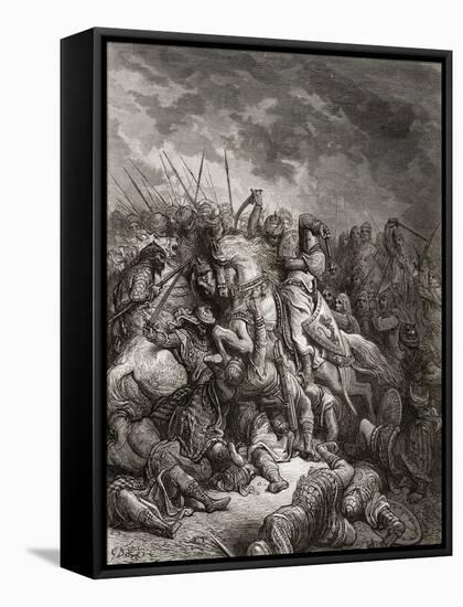 Richard I (1157-99) the Lionheart in Battle at Arsuf in 1191, Illustration from 'Bibliotheque Des…-Gustave Doré-Framed Premier Image Canvas