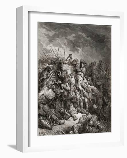 Richard I (1157-99) the Lionheart in Battle at Arsuf in 1191, Illustration from 'Bibliotheque Des…-Gustave Doré-Framed Giclee Print