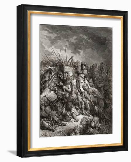 Richard I (1157-99) the Lionheart in Battle at Arsuf in 1191, Illustration from 'Bibliotheque Des…-Gustave Doré-Framed Giclee Print