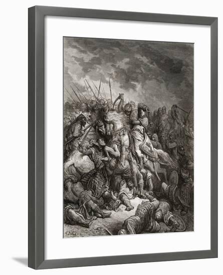 Richard I (1157-99) the Lionheart in Battle at Arsuf in 1191, Illustration from 'Bibliotheque Des…-Gustave Doré-Framed Giclee Print