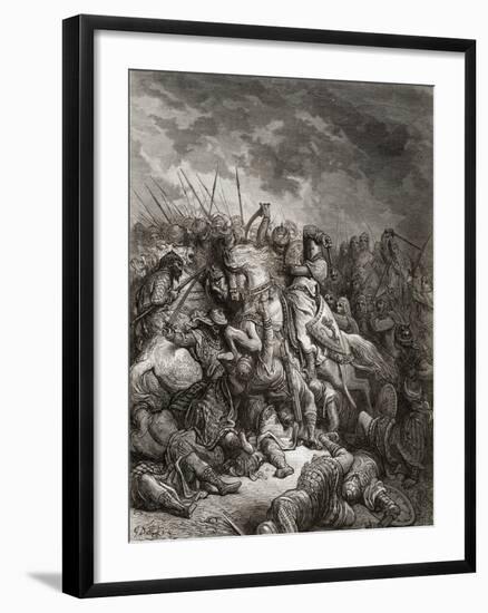 Richard I (1157-99) the Lionheart in Battle at Arsuf in 1191, Illustration from 'Bibliotheque Des…-Gustave Doré-Framed Giclee Print