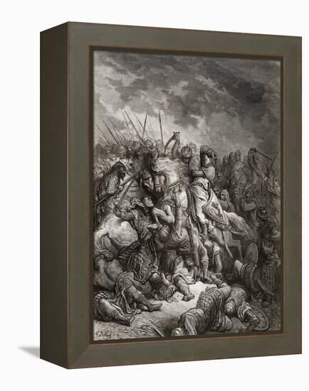 Richard I (1157-99) the Lionheart in Battle at Arsuf in 1191, Illustration from 'Bibliotheque Des…-Gustave Doré-Framed Premier Image Canvas