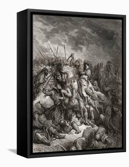 Richard I (1157-99) the Lionheart in Battle at Arsuf in 1191, Illustration from 'Bibliotheque Des…-Gustave Doré-Framed Premier Image Canvas