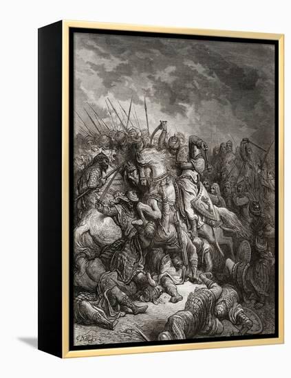 Richard I (1157-99) the Lionheart in Battle at Arsuf in 1191, Illustration from 'Bibliotheque Des…-Gustave Doré-Framed Premier Image Canvas