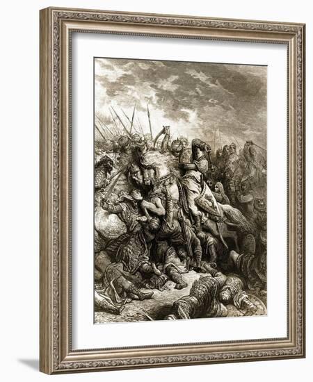 Richard I and Saladin in Battle of Acre, 1191-Gustave Doré-Framed Giclee Print