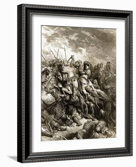 Richard I and Saladin in Battle of Acre, 1191-Gustave Doré-Framed Giclee Print