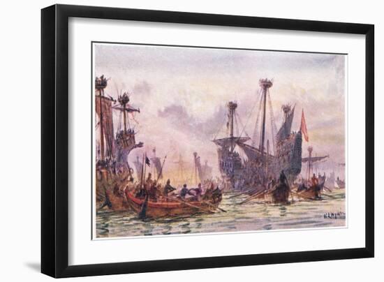 Richard I in Action with the Saracen Ship, 1915-William Lionel Wyllie-Framed Giclee Print