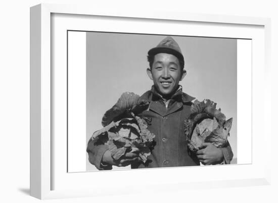 Richard Kobayashi, Farmer with Cabbages-Ansel Adams-Framed Art Print