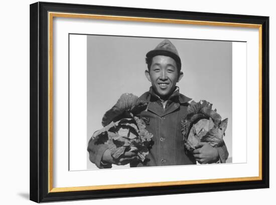 Richard Kobayashi, Farmer with Cabbages-Ansel Adams-Framed Art Print