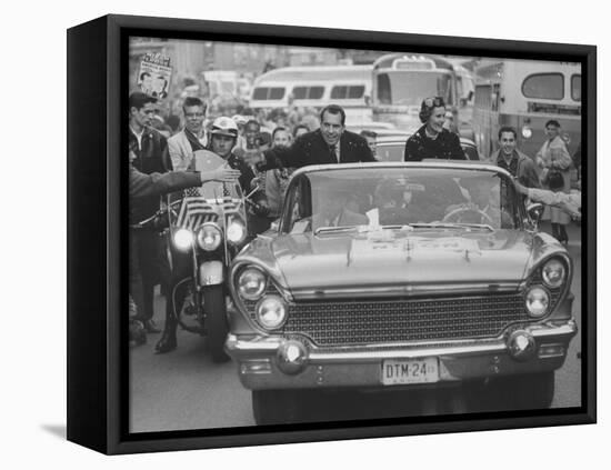 Richard M. Nixon and His Wife During the GOP Campaigning-Al Fenn-Framed Premier Image Canvas