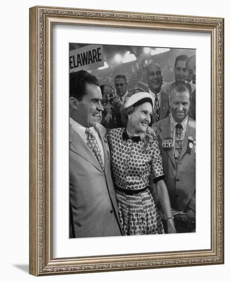 Richard M. Nixon and His Wife, Talking with Photographers During the 1952 Convention-Ralph Morse-Framed Photographic Print