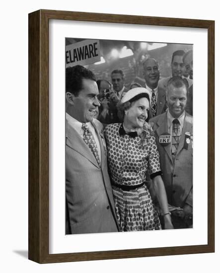 Richard M. Nixon and His Wife, Talking with Photographers During the 1952 Convention-Ralph Morse-Framed Photographic Print