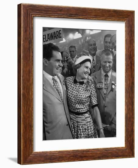 Richard M. Nixon and His Wife, Talking with Photographers During the 1952 Convention-Ralph Morse-Framed Photographic Print