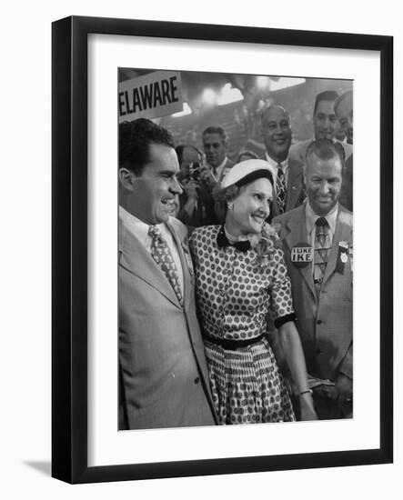 Richard M. Nixon and His Wife, Talking with Photographers During the 1952 Convention-Ralph Morse-Framed Photographic Print