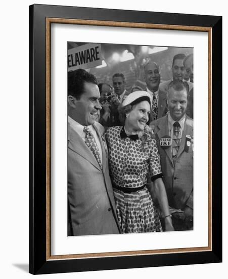 Richard M. Nixon and His Wife, Talking with Photographers During the 1952 Convention-Ralph Morse-Framed Photographic Print