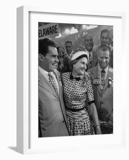 Richard M. Nixon and His Wife, Talking with Photographers During the 1952 Convention-Ralph Morse-Framed Photographic Print