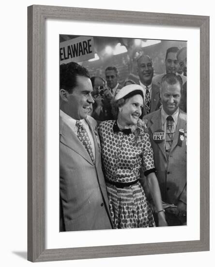 Richard M. Nixon and His Wife, Talking with Photographers During the 1952 Convention-Ralph Morse-Framed Photographic Print