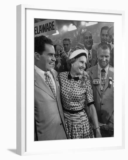 Richard M. Nixon and His Wife, Talking with Photographers During the 1952 Convention-Ralph Morse-Framed Photographic Print