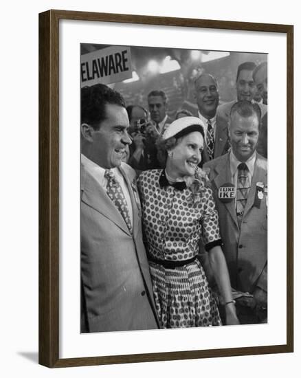 Richard M. Nixon and His Wife, Talking with Photographers During the 1952 Convention-Ralph Morse-Framed Photographic Print