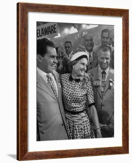 Richard M. Nixon and His Wife, Talking with Photographers During the 1952 Convention-Ralph Morse-Framed Photographic Print