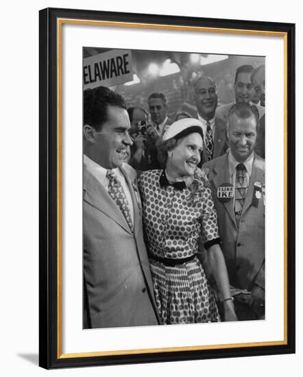 Richard M. Nixon and His Wife, Talking with Photographers During the 1952 Convention-Ralph Morse-Framed Photographic Print