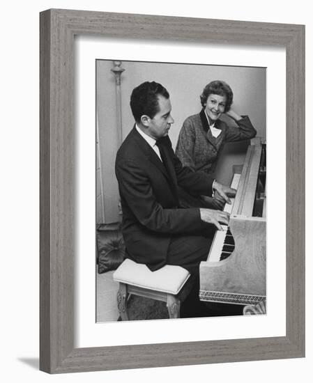 Richard M. Nixon Playing the Piano After He Voted in the California Elections-Ralph Crane-Framed Photographic Print