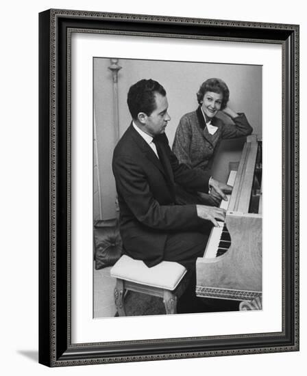 Richard M. Nixon Playing the Piano After He Voted in the California Elections-Ralph Crane-Framed Photographic Print