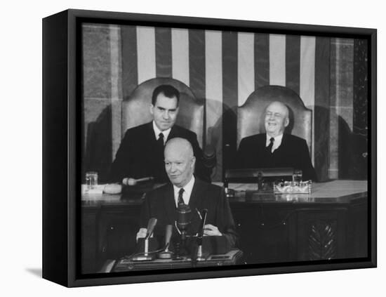 Richard M. Nixon, Sam Rayburn and Pres. Dwight D. Eisenhower During the Opening of Congress-Ed Clark-Framed Premier Image Canvas