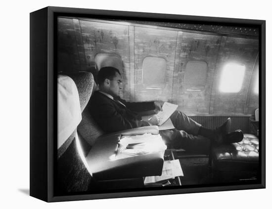 Richard M. Nixon Working on Board Plane-Hank Walker-Framed Premier Image Canvas