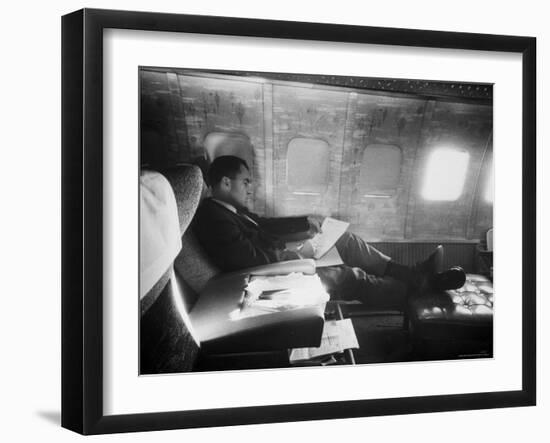 Richard M. Nixon Working on Board Plane-Hank Walker-Framed Photographic Print