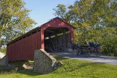 Amish Horse-drawn Buggy, Pool Forge Covered Bridge, built in 1859, Lancaster County, Pennsylvania,-Richard Maschmeyer-Photographic Print