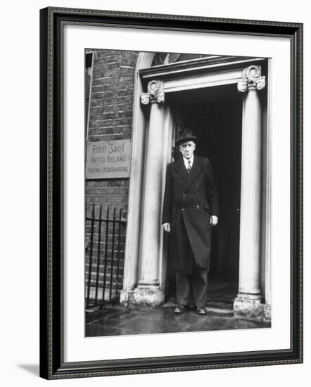 Richard Mulcahey Standing in the Doorway of the Fine Gael Headquarters-Tony Linck-Framed Premium Photographic Print