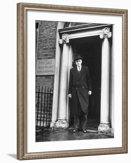 Richard Mulcahey Standing in the Doorway of the Fine Gael Headquarters-Tony Linck-Framed Premium Photographic Print