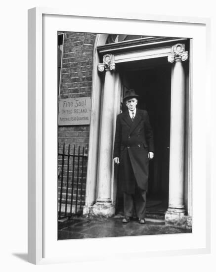 Richard Mulcahey Standing in the Doorway of the Fine Gael Headquarters-Tony Linck-Framed Premium Photographic Print