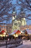 Snow-Covered Christmas Market and Tyn Church, Old Town Square, Prague, Czech Republic, Europe-Richard Nebesky-Photographic Print