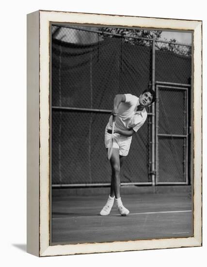 Richard "Pancho" Gonzales Playing in a Tennis Tournament-John Florea-Framed Premier Image Canvas