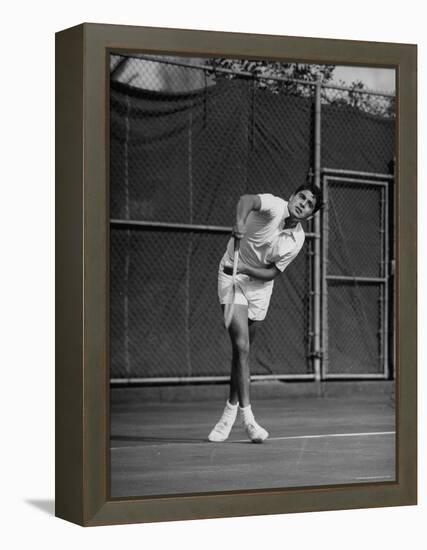 Richard "Pancho" Gonzales Playing in a Tennis Tournament-John Florea-Framed Premier Image Canvas