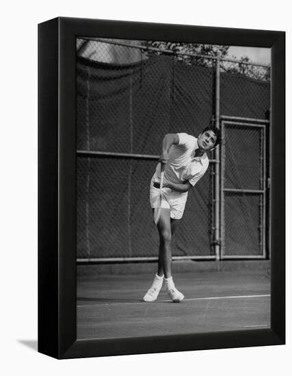 Richard "Pancho" Gonzales Playing in a Tennis Tournament-John Florea-Framed Premier Image Canvas