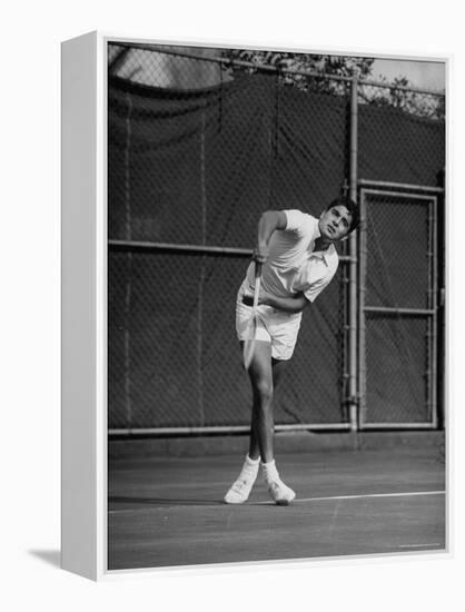 Richard "Pancho" Gonzales Playing in a Tennis Tournament-John Florea-Framed Premier Image Canvas