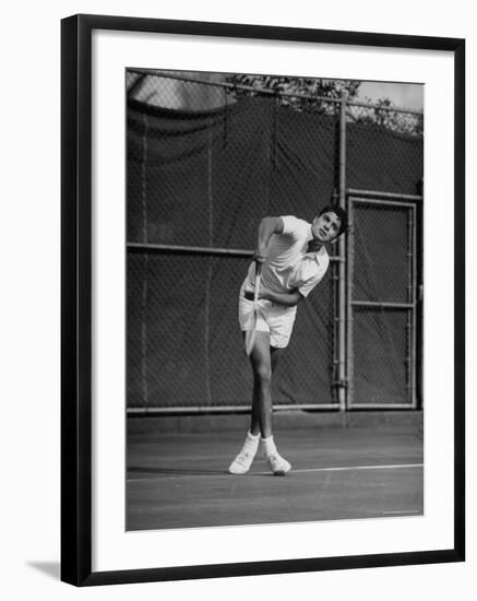 Richard "Pancho" Gonzales Playing in a Tennis Tournament-John Florea-Framed Premium Photographic Print