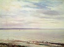 Coastal View with Fishermen and Boats, Storm Clouds Beyond, 1820-Richard Parkes Bonington-Framed Giclee Print