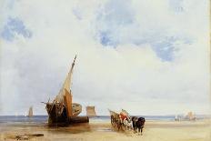 Marine, barque avec cinq marins sur une mer un peu agitée-Richard Parkes Bonington-Giclee Print