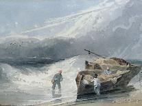 Coastal View with Fishermen and Boats, Storm Clouds Beyond, 1820-Richard Parkes Bonington-Giclee Print