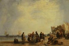 French Coast with Fishermen-Richard Parkes Bonington-Framed Giclee Print