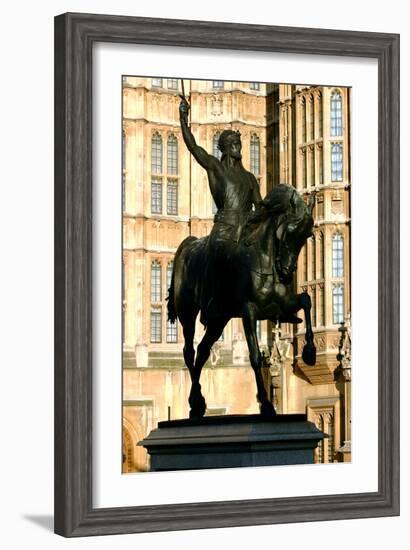 Richard the Lionheart Statue, Houses of Parliament, Westminster, London England-Peter Thompson-Framed Photographic Print