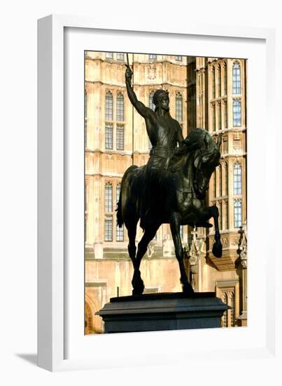 Richard the Lionheart Statue, Houses of Parliament, Westminster, London England-Peter Thompson-Framed Photographic Print