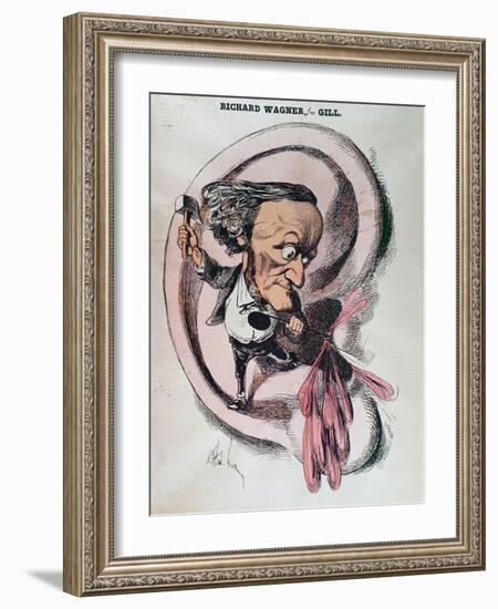 Richard Wagner Splitting the Ear Drum of the World, Illustration in 'L'Eclipse'-Andre Gill-Framed Giclee Print